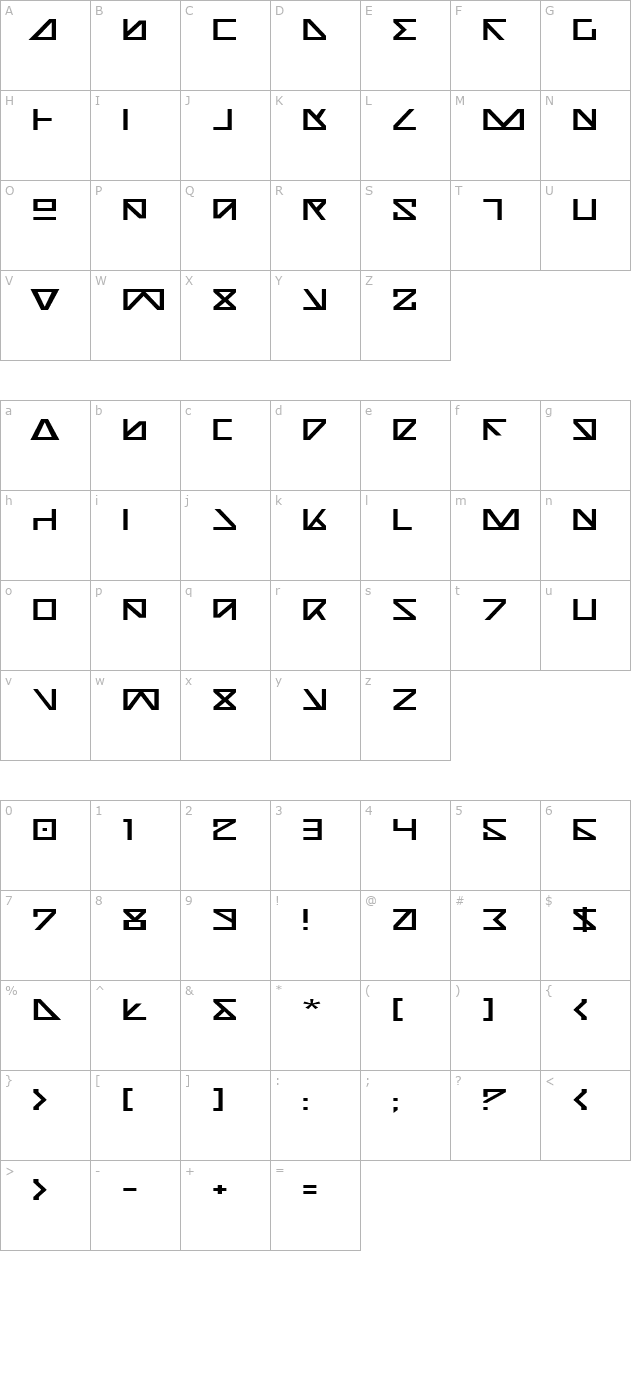 Nick Turbo Expanded character map