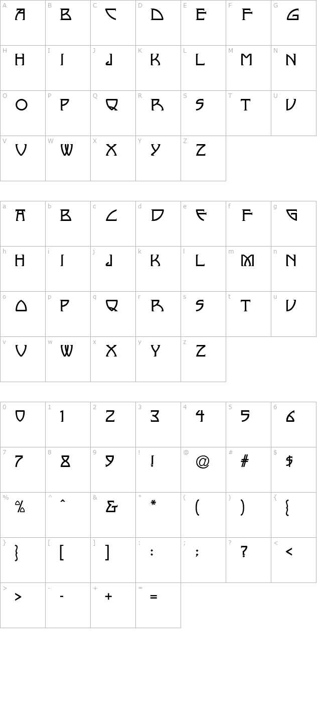 nickley-normala character map