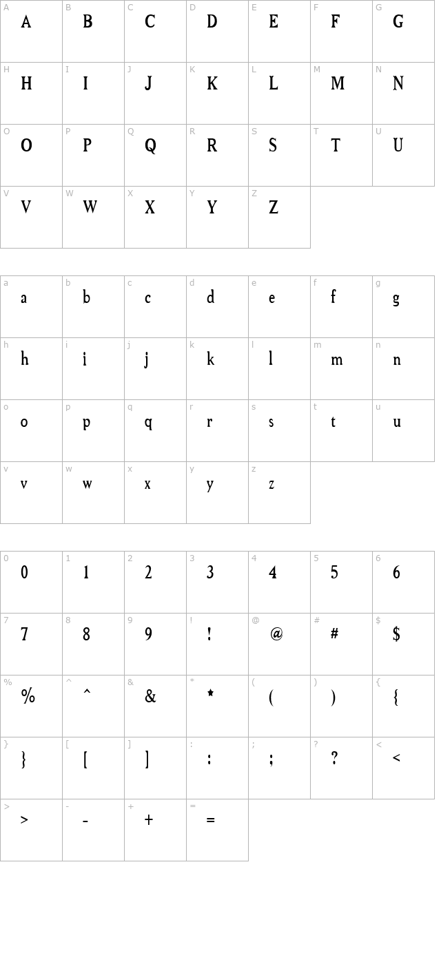 Niew CroMagnon Narrow character map