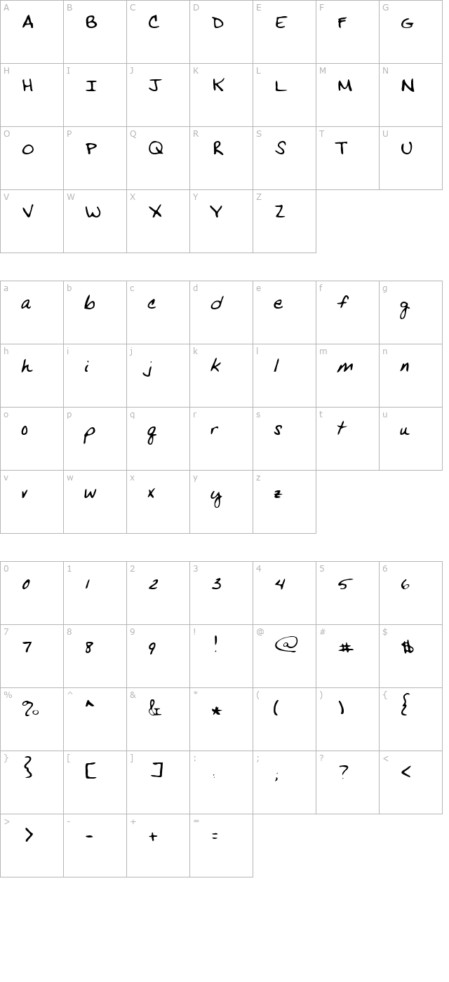 nip-regular character map