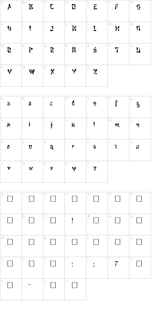 Nixon Regular character map