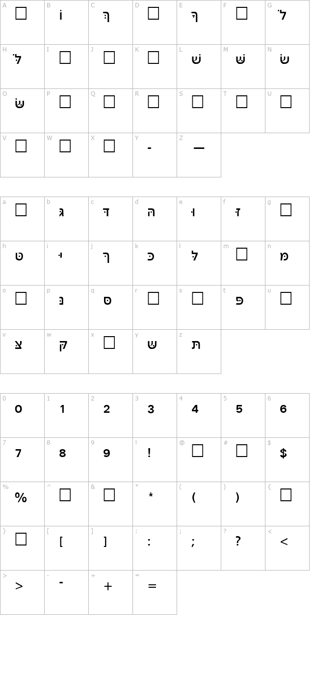 Noam New Hebrew character map