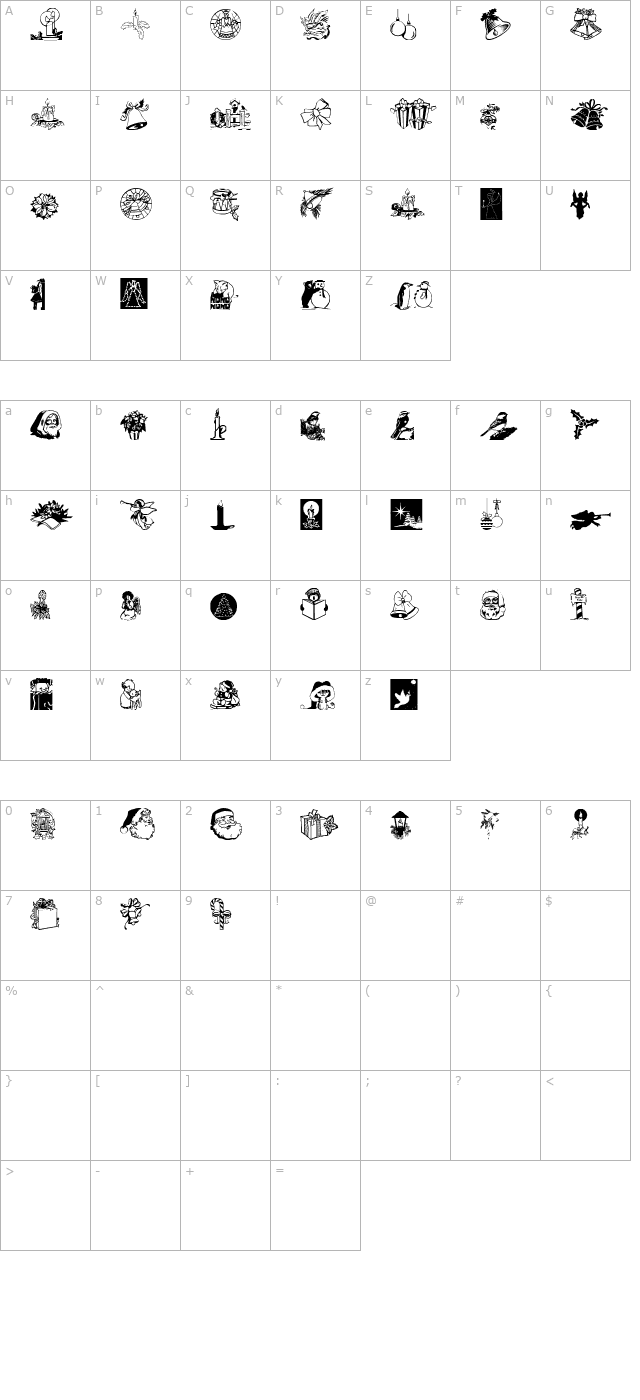 Noel Dingbats character map