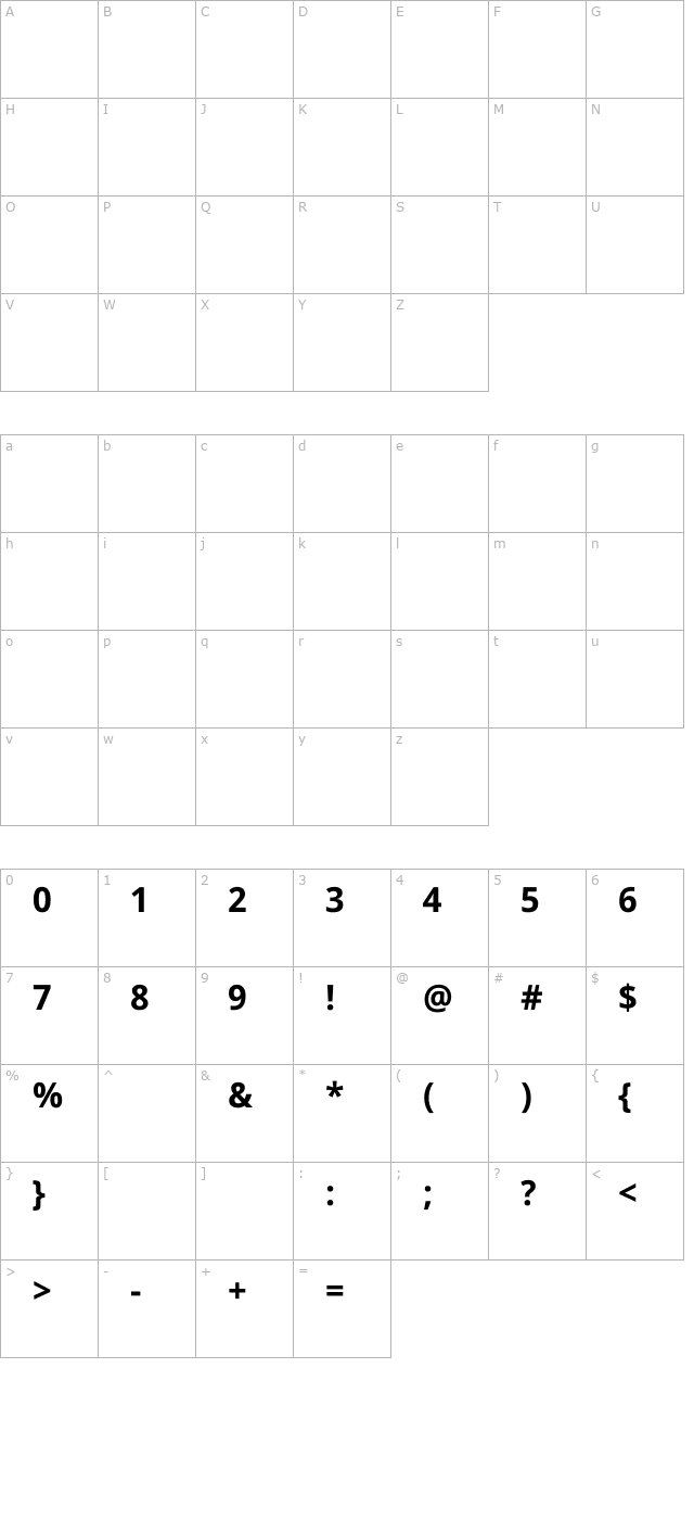 nokora-bold character map