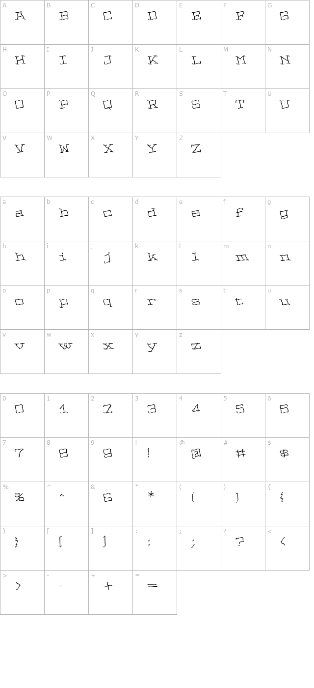 nopainleft character map