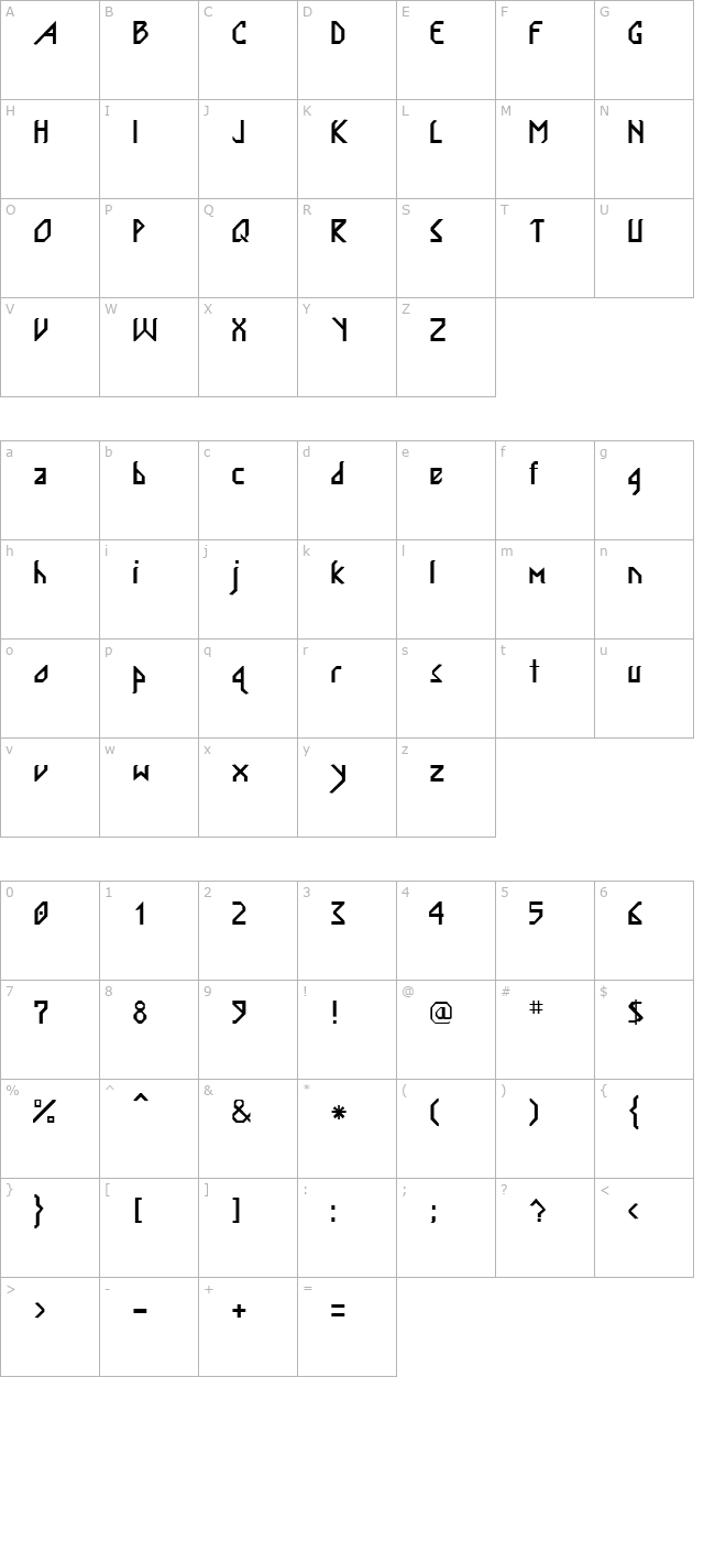 nordic-regular character map