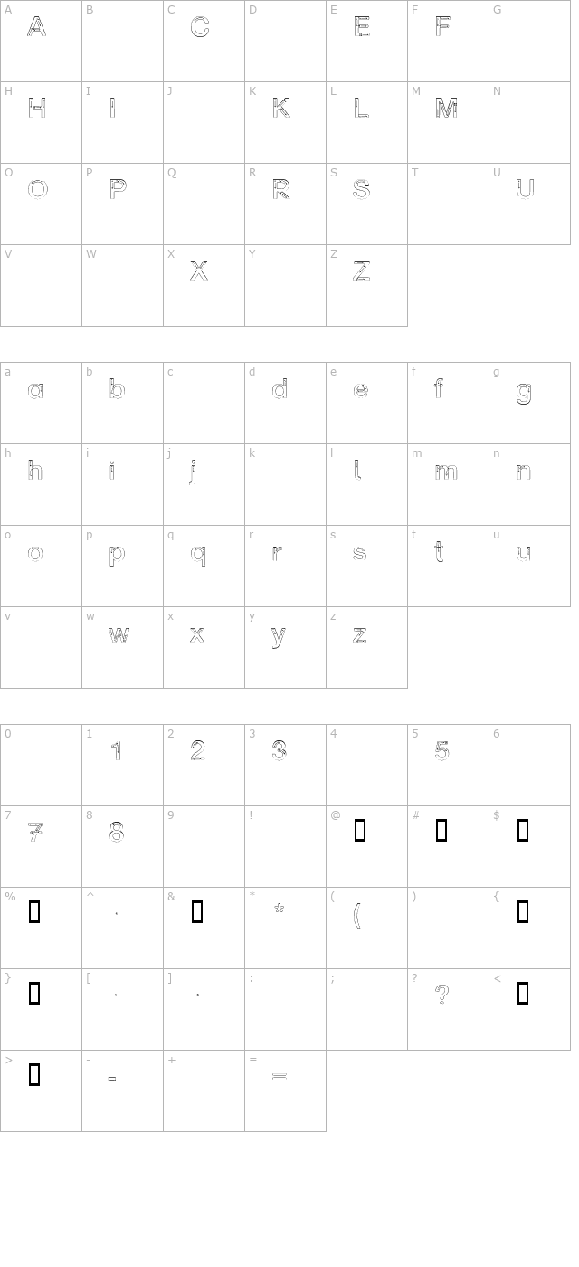 Nordspur character map