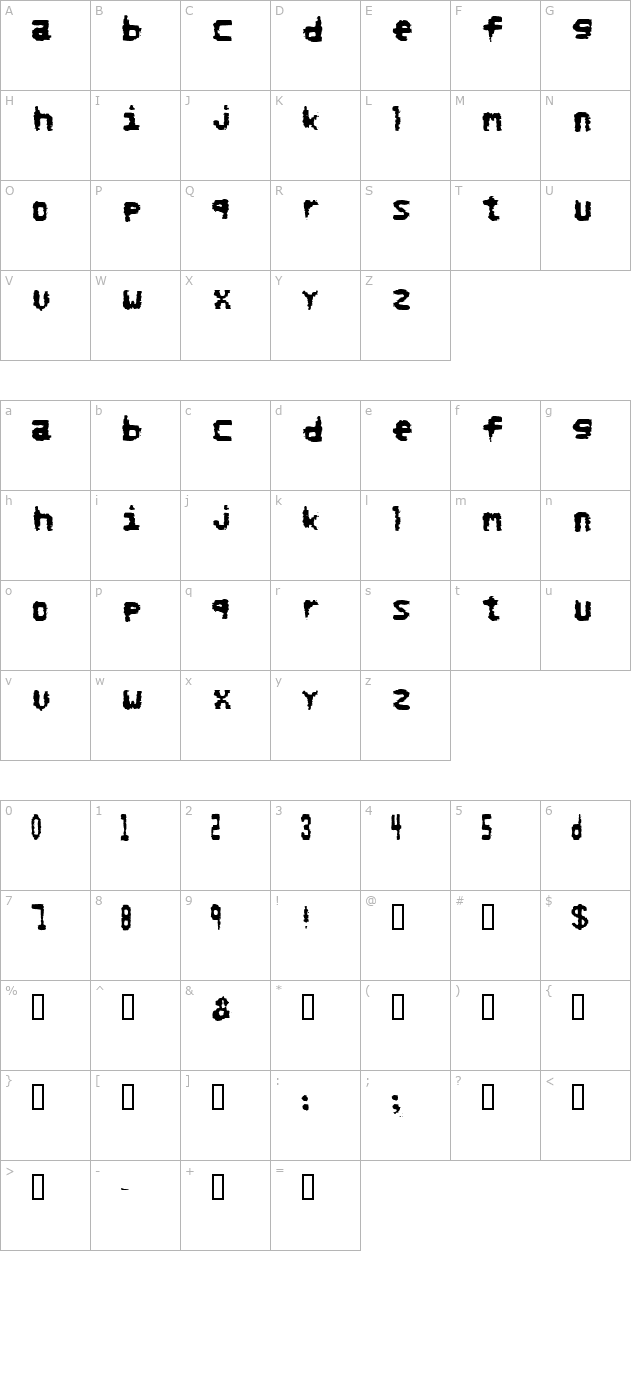 NoRefunds character map