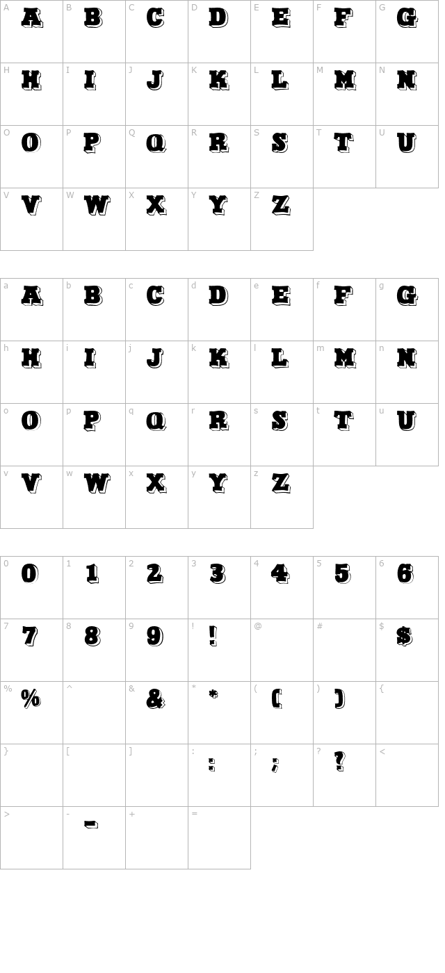 North Face character map