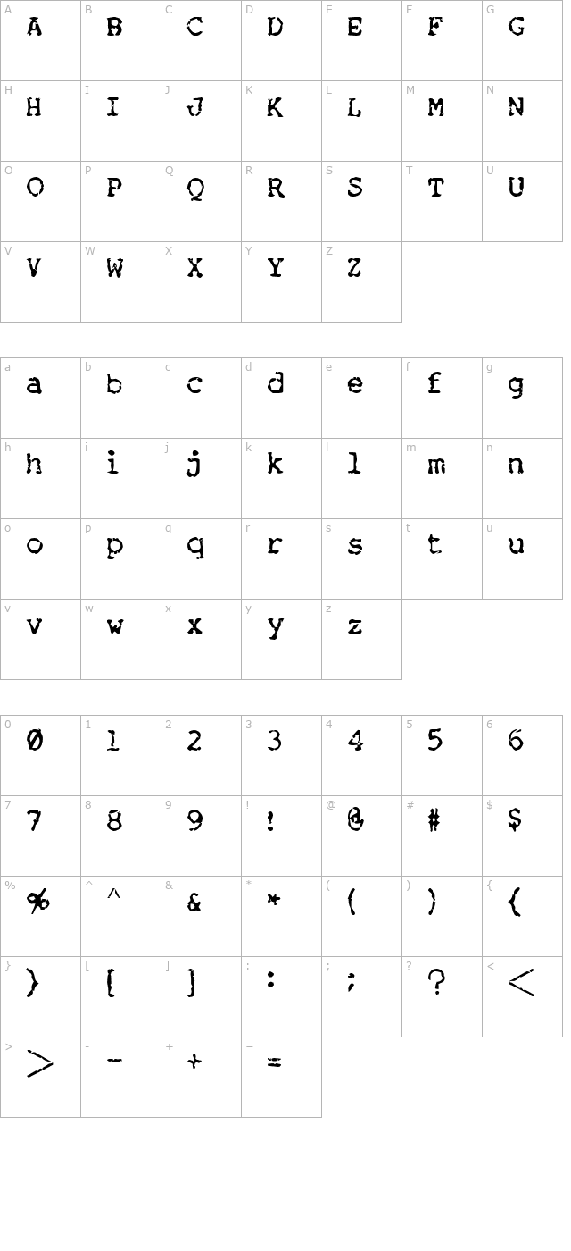 Nose Bleed character map