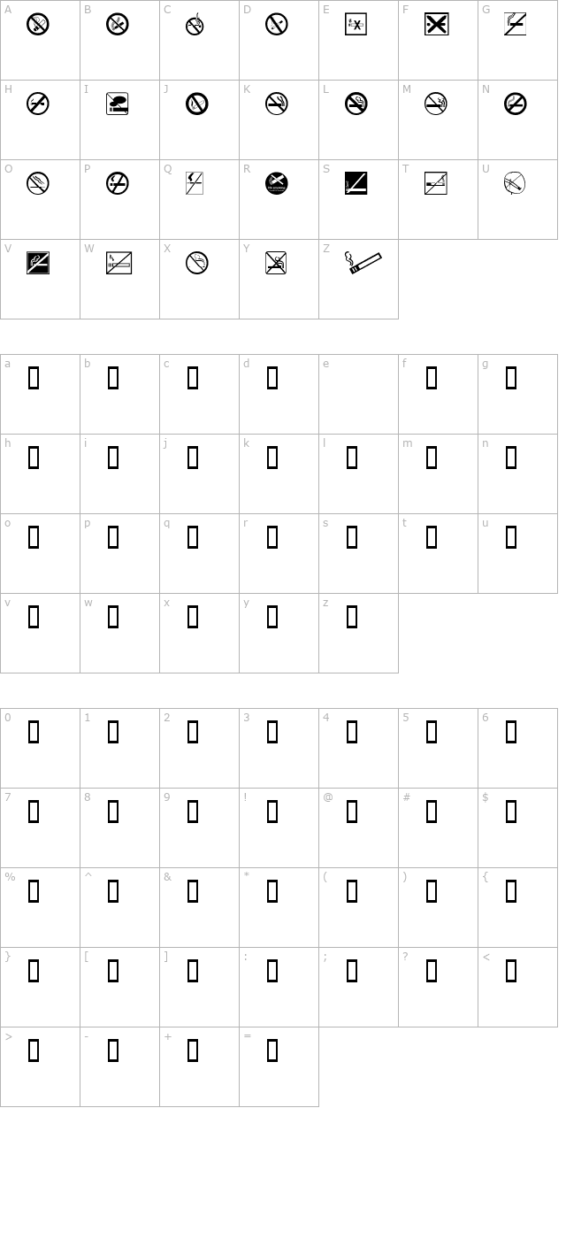 NoSmoking character map