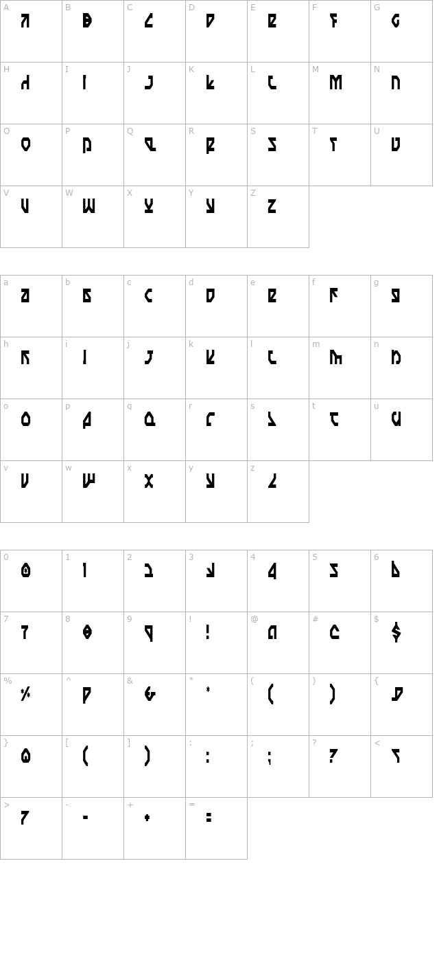 nostromo-condensed character map