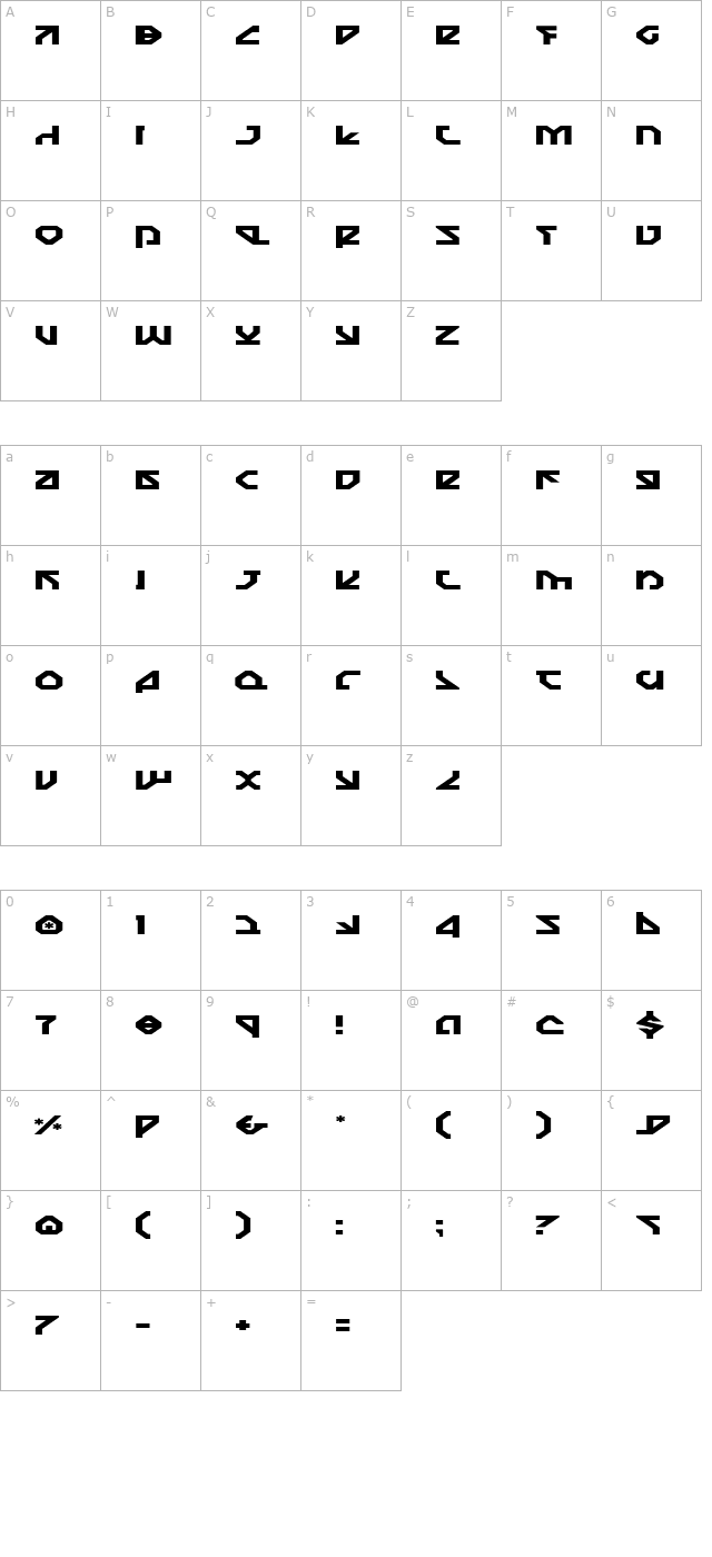 nostromo-expanded character map