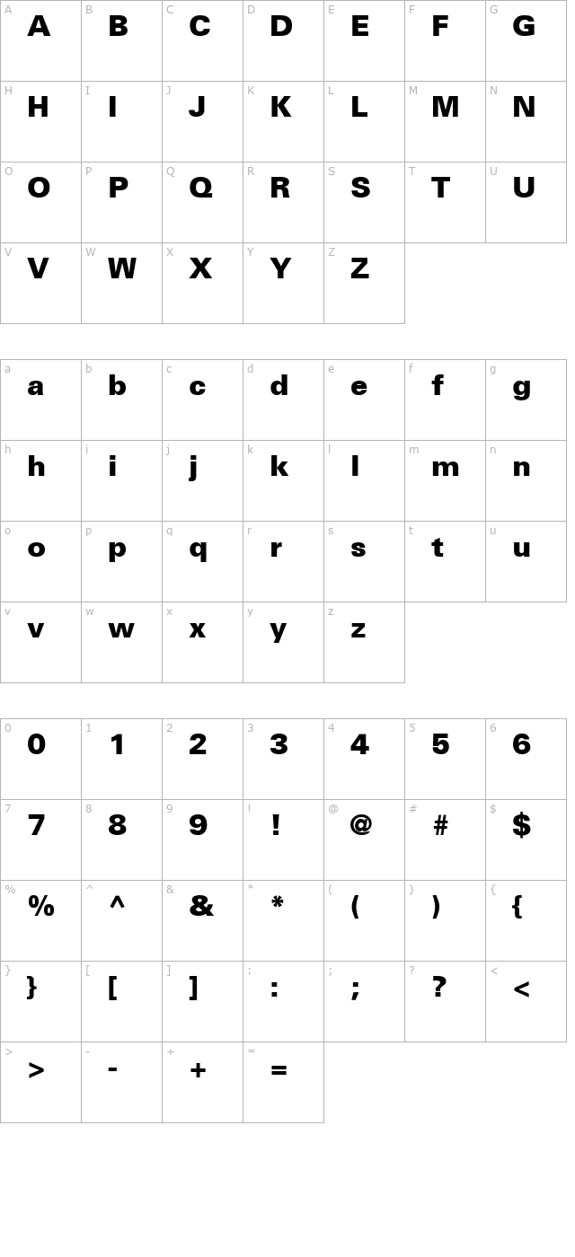 Nova Black SSi Black character map