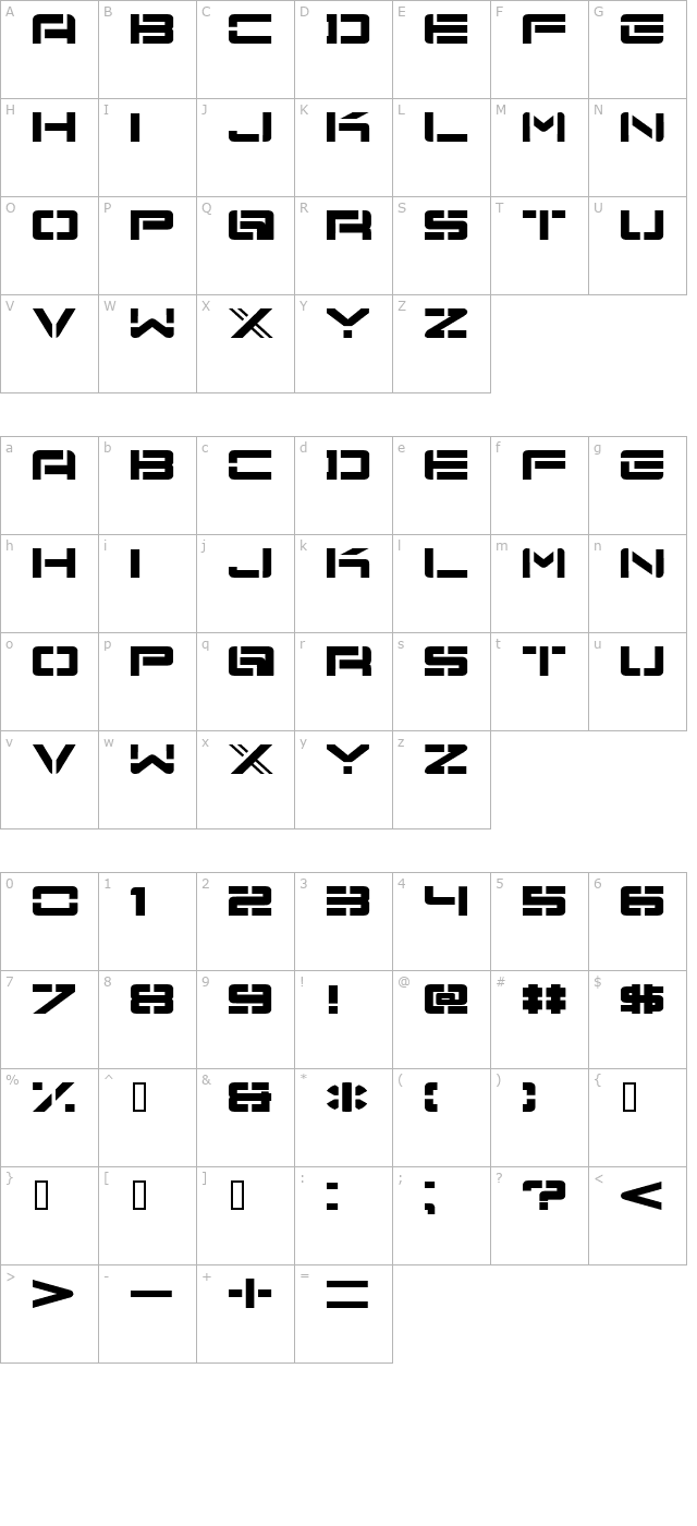 Nu School Munitions character map