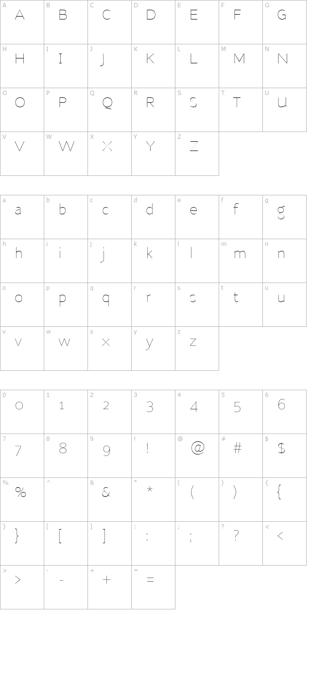 nubian-thin character map