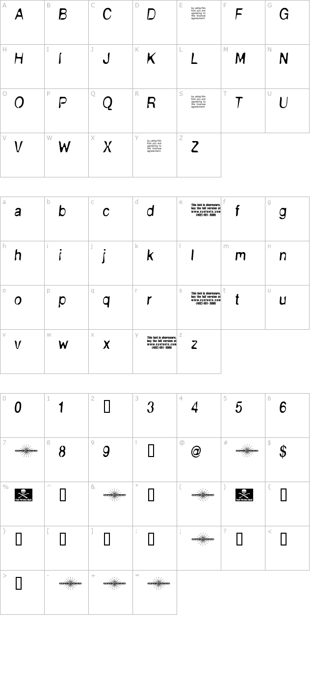 NudE UNPAID DEMO character map