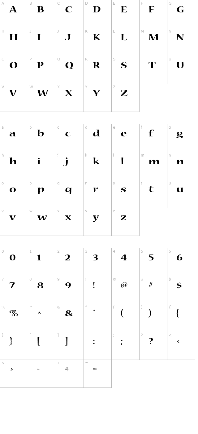 NuevaStd-BoldExtended character map