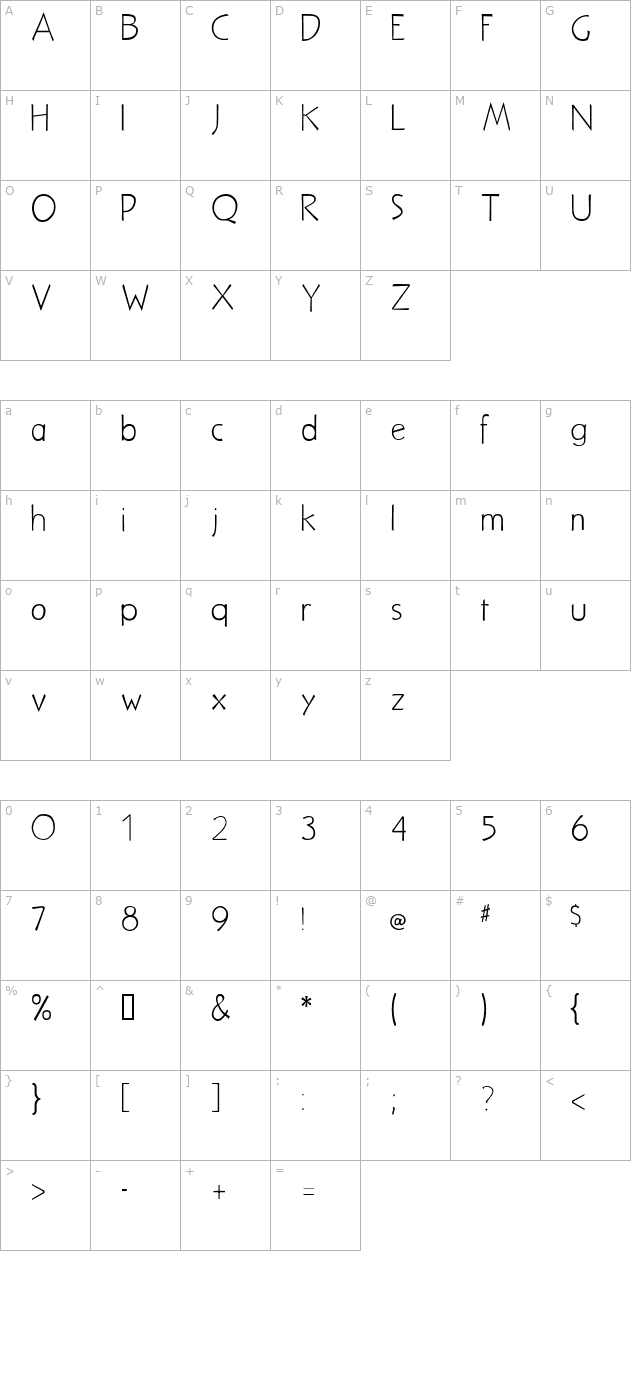 nuevolitho-light character map