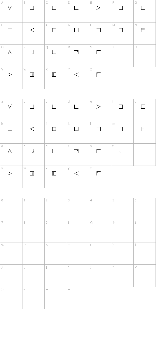 Nugsoth OTF character map