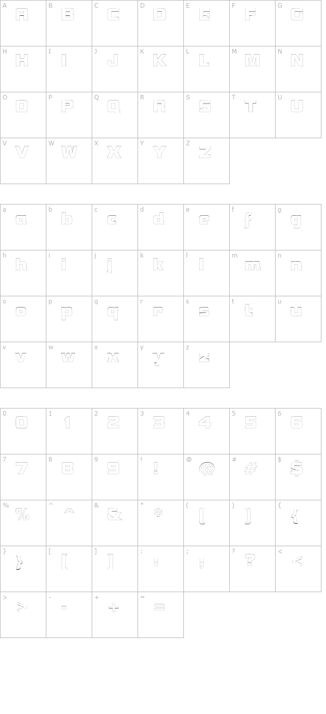 nutsoutline character map