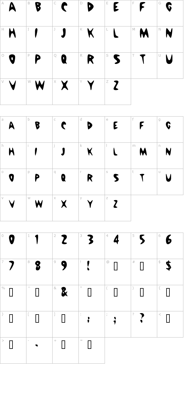 NuWaveCondensed character map