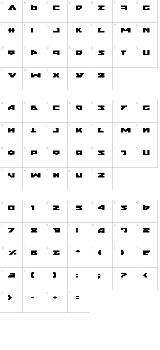 Nyet Expanded character map