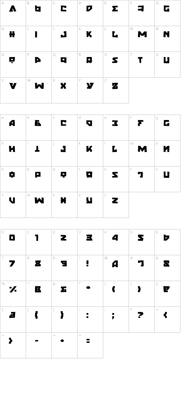 Nyet Grunge character map