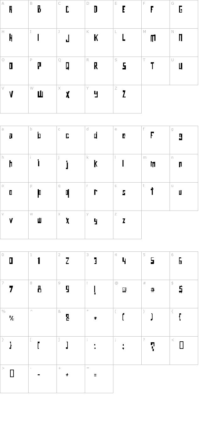 O Bicho character map