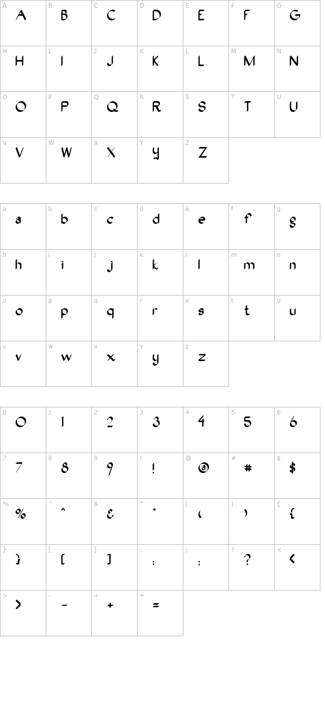 Oak Wood character map