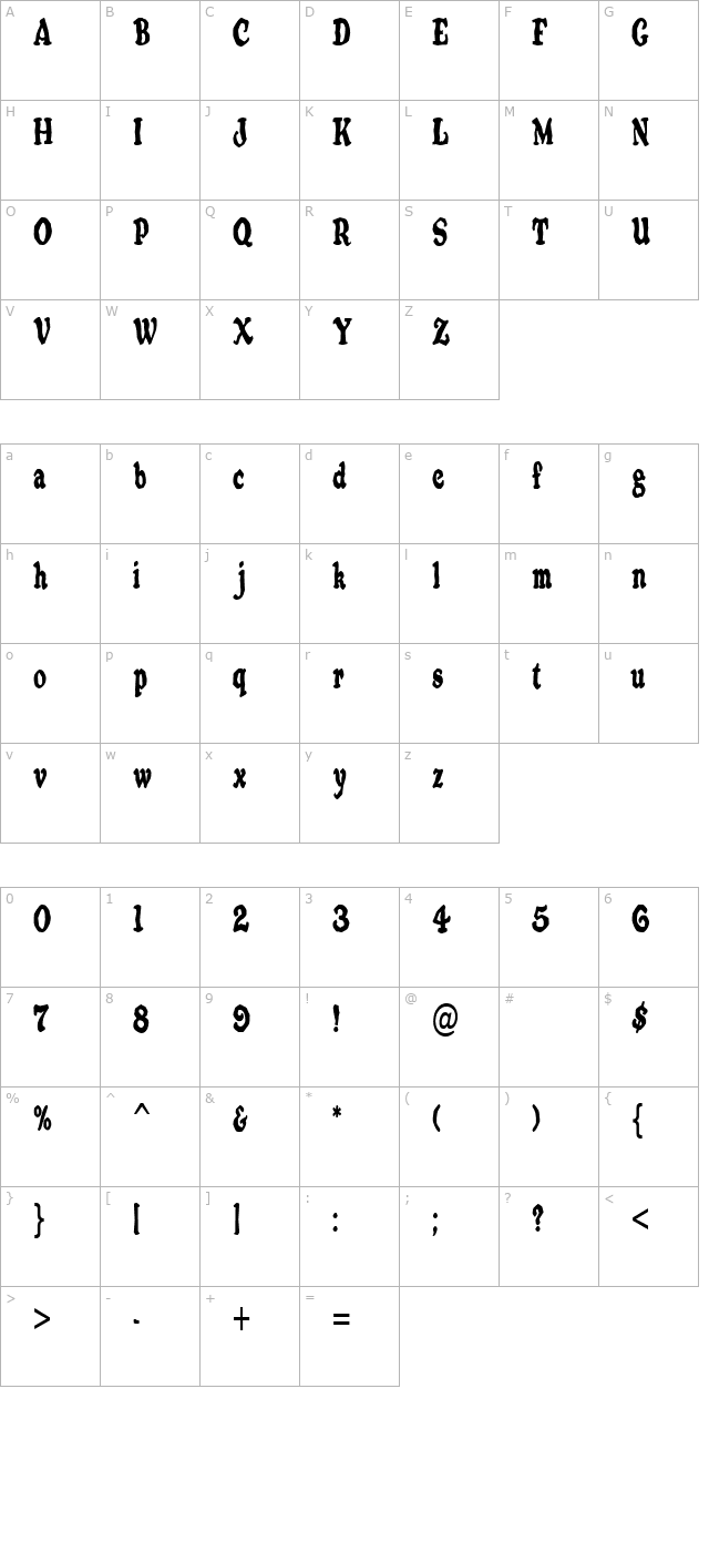 OatmealCondensed character map