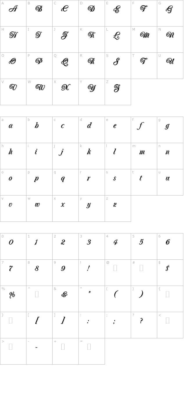 oberonplain character map