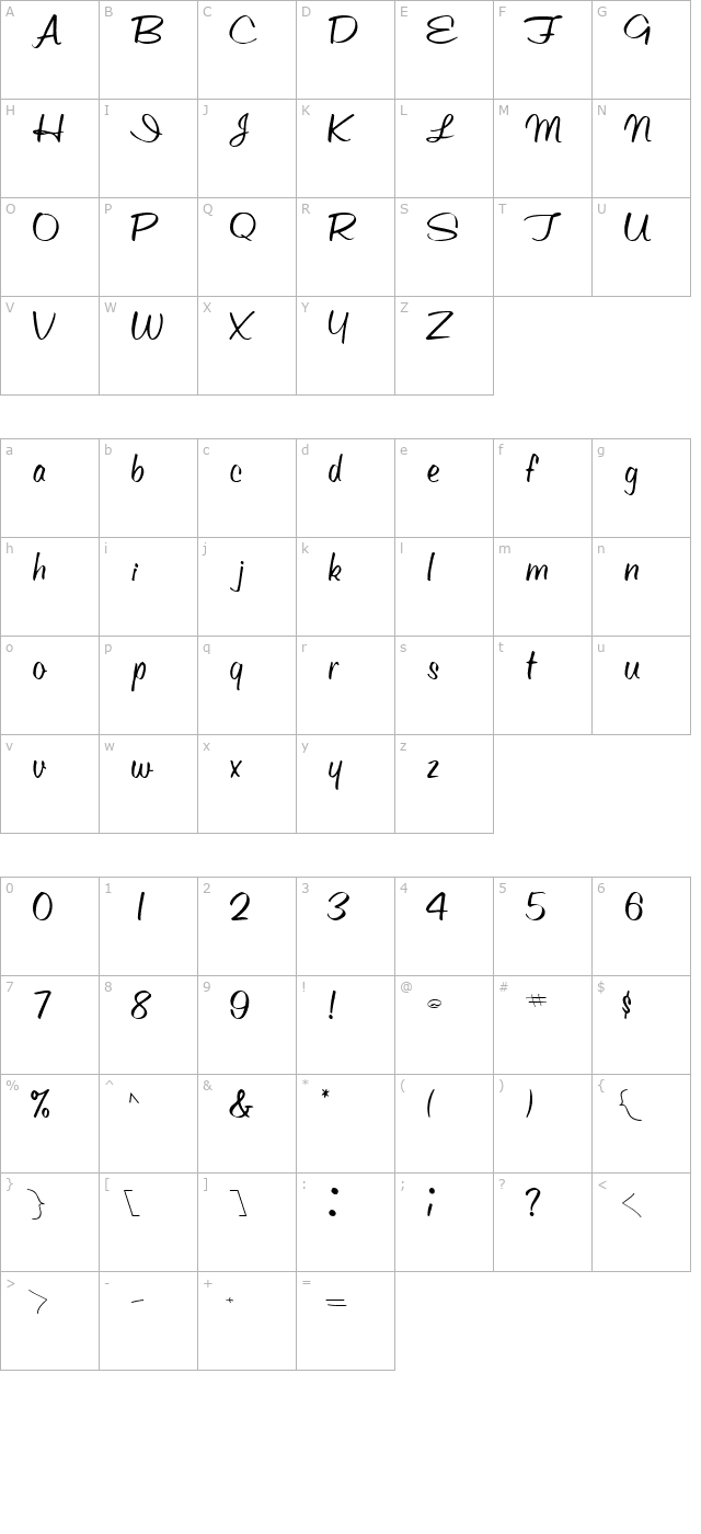 ObetteScriptSSK character map