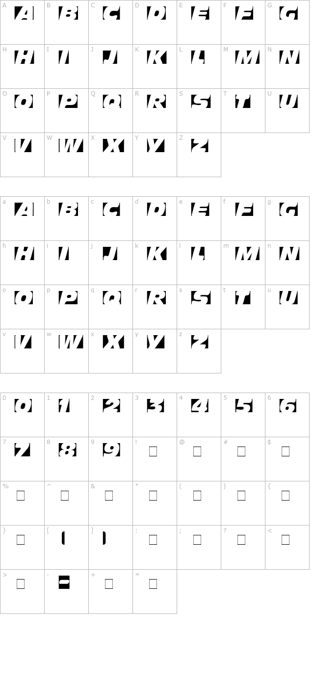 obliquo character map