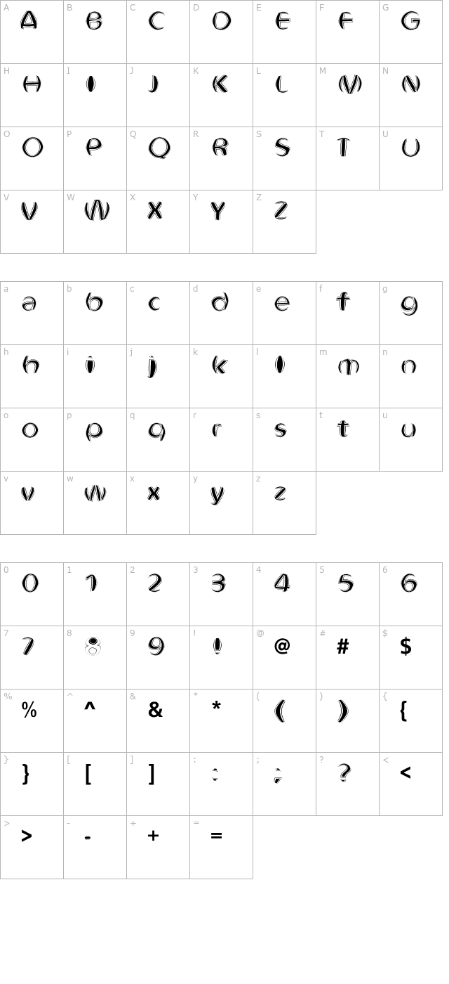 obtunde-bold character map