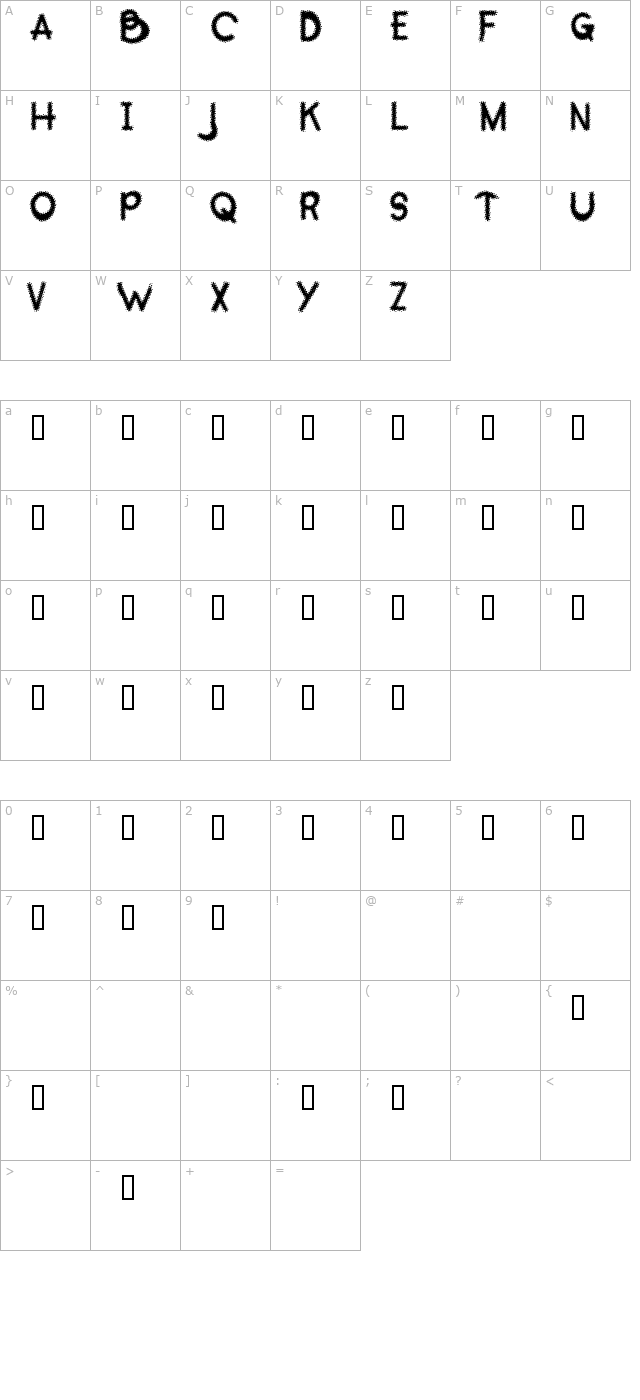 Occidental Halftone character map