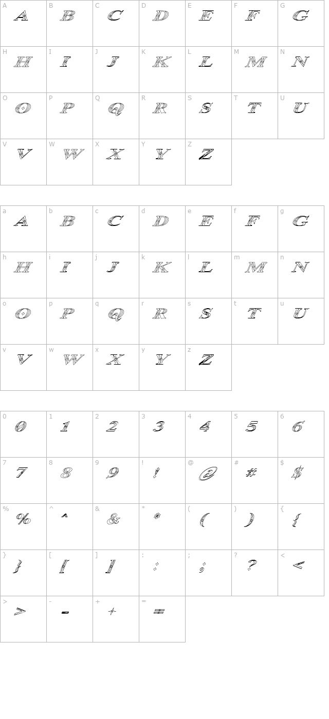 occoluchi-italic-outline character map