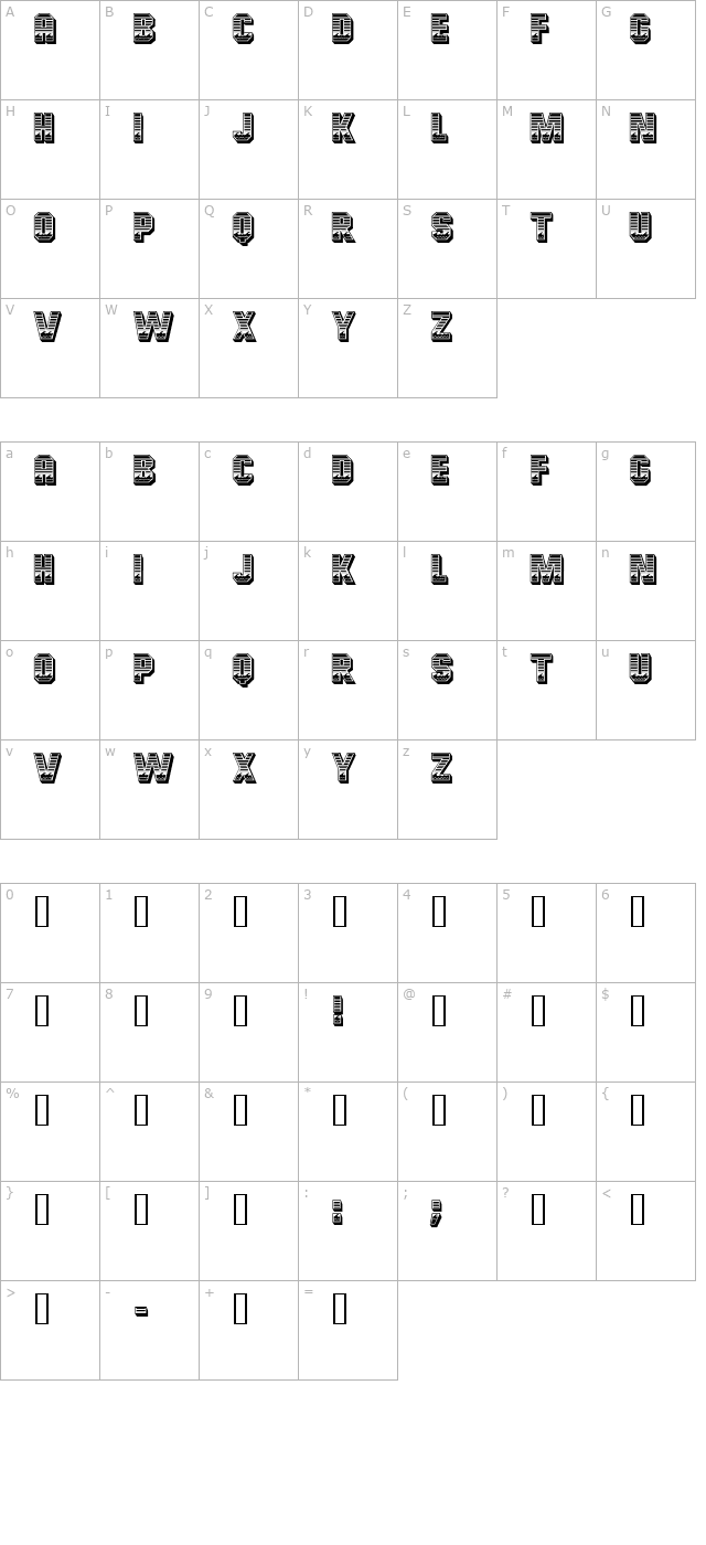 Ocean View Initials character map