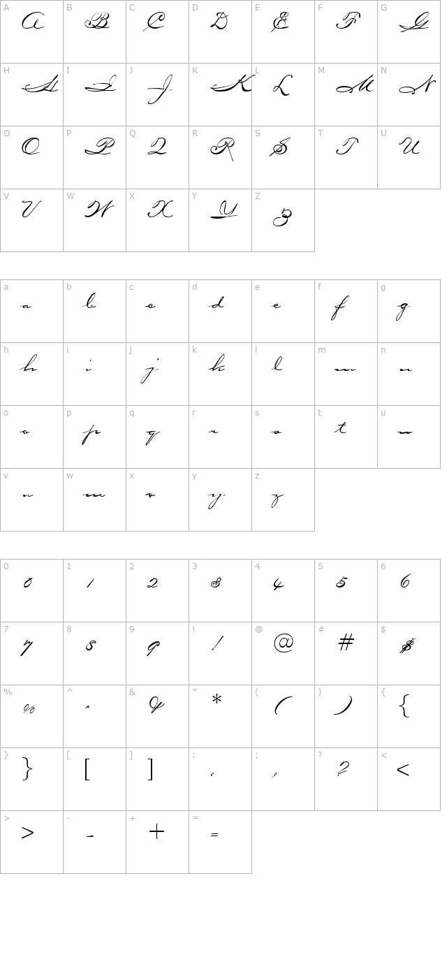 Oceanside-Regular character map