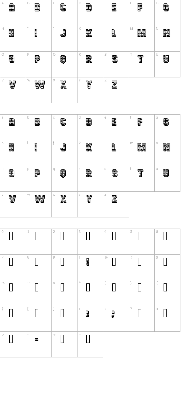 OceanView Initials character map