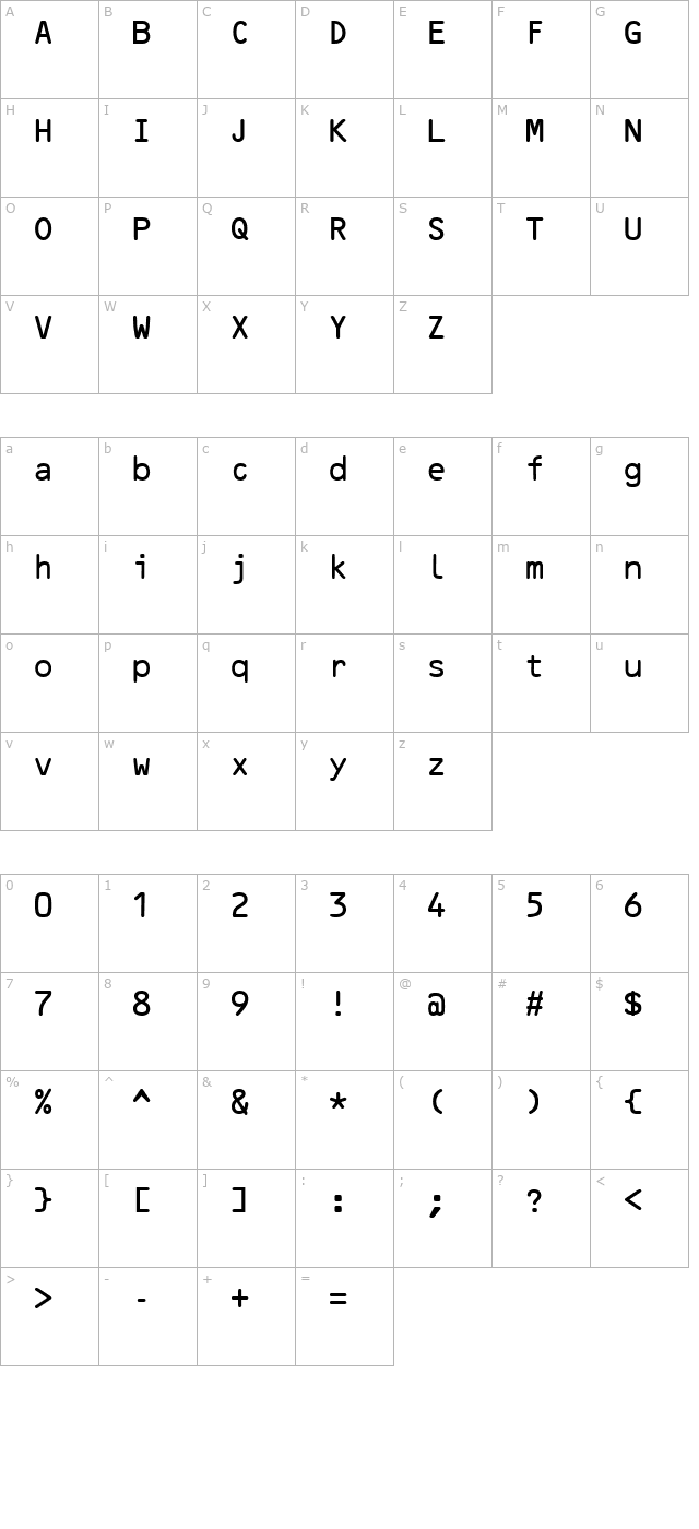 ocrb-regular character map