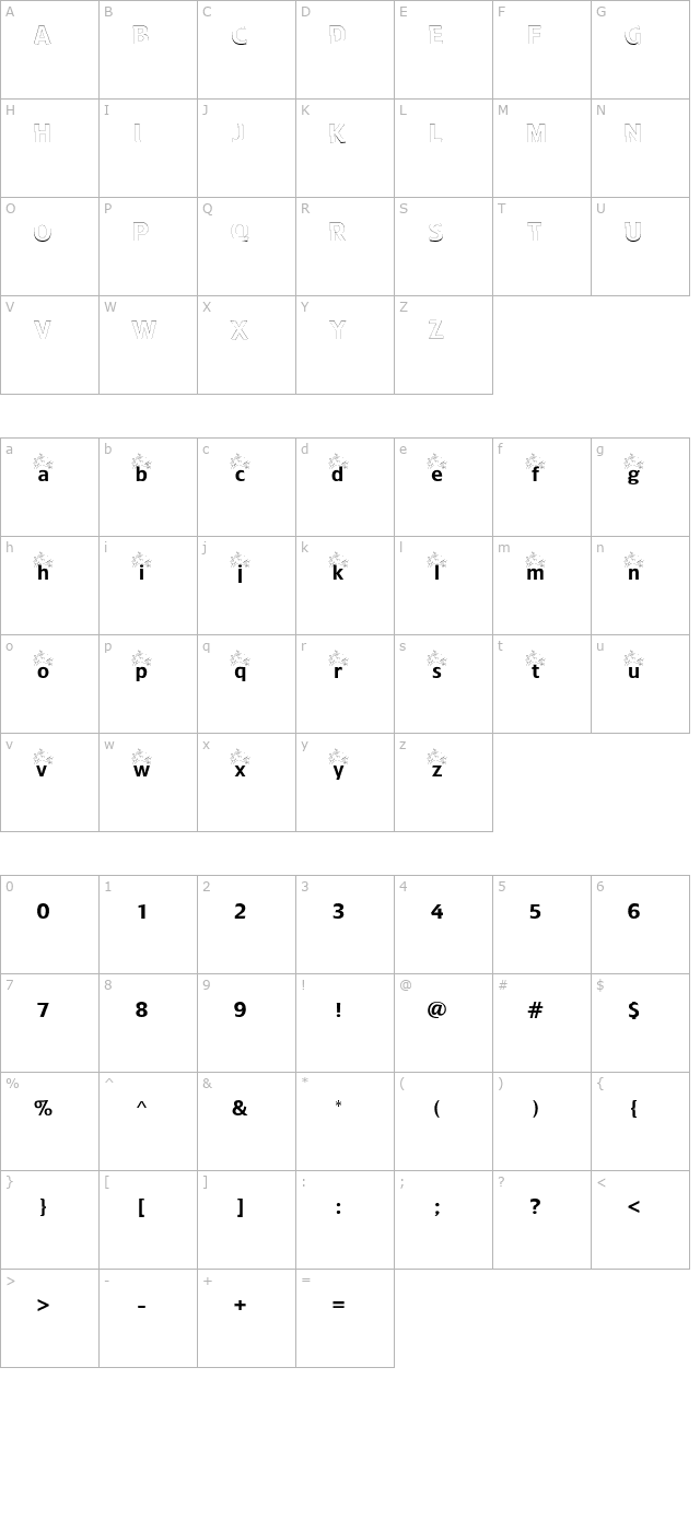 OctopusCapitalLessHollow character map