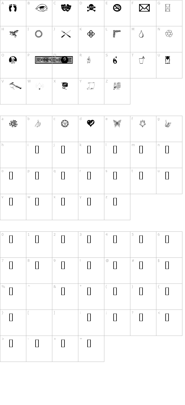 Odds n Sods character map