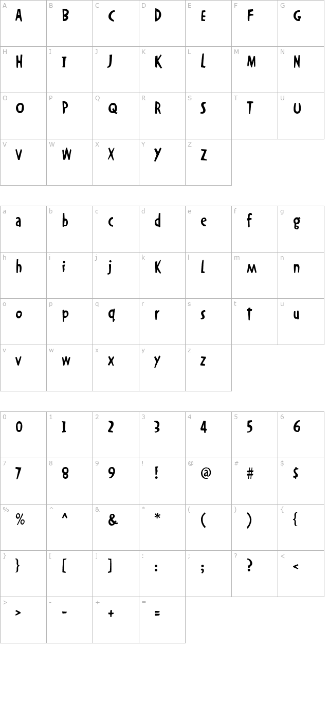 OkrienHmkBold character map