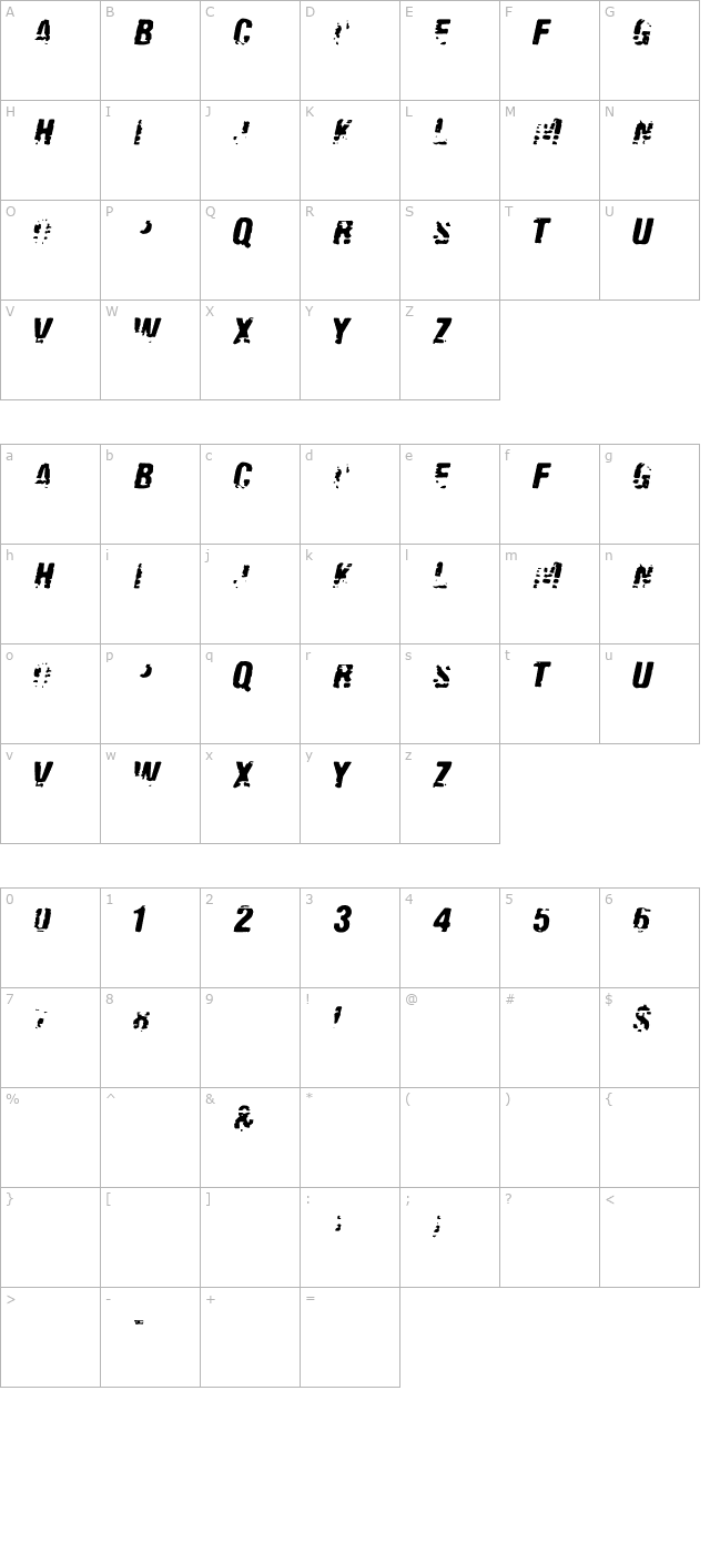 Old Fax character map