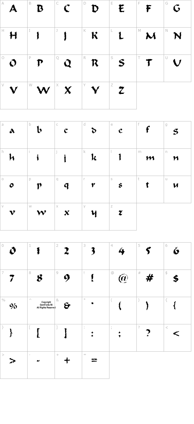 old-oak character map