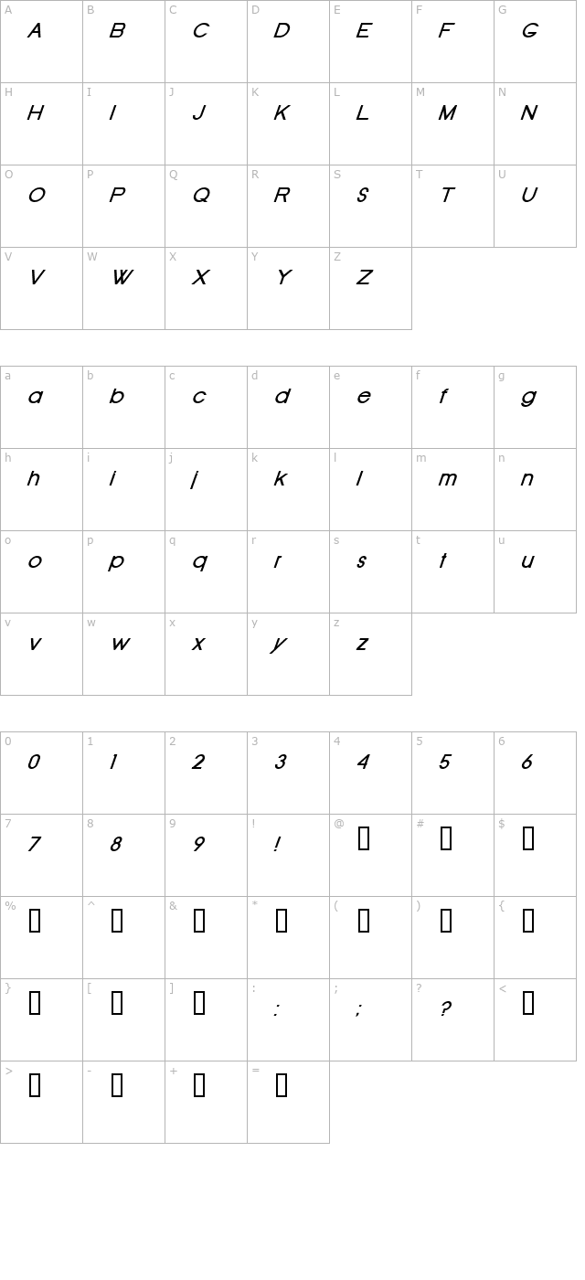 old-republic-bolditalic character map