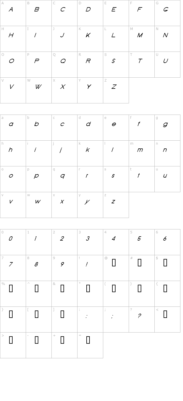 old-republic-italic character map