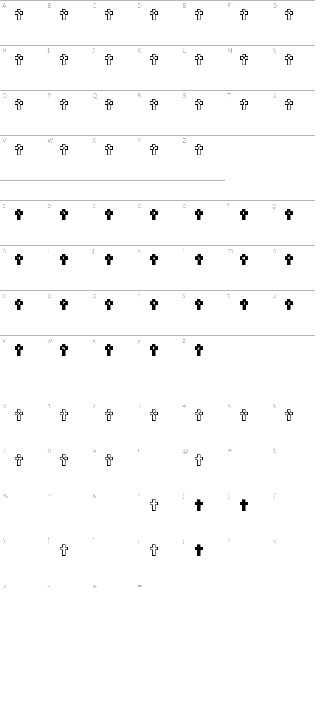 Old Rugged Cross character map