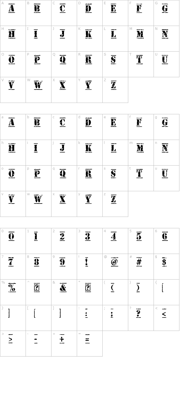 old-stamper character map